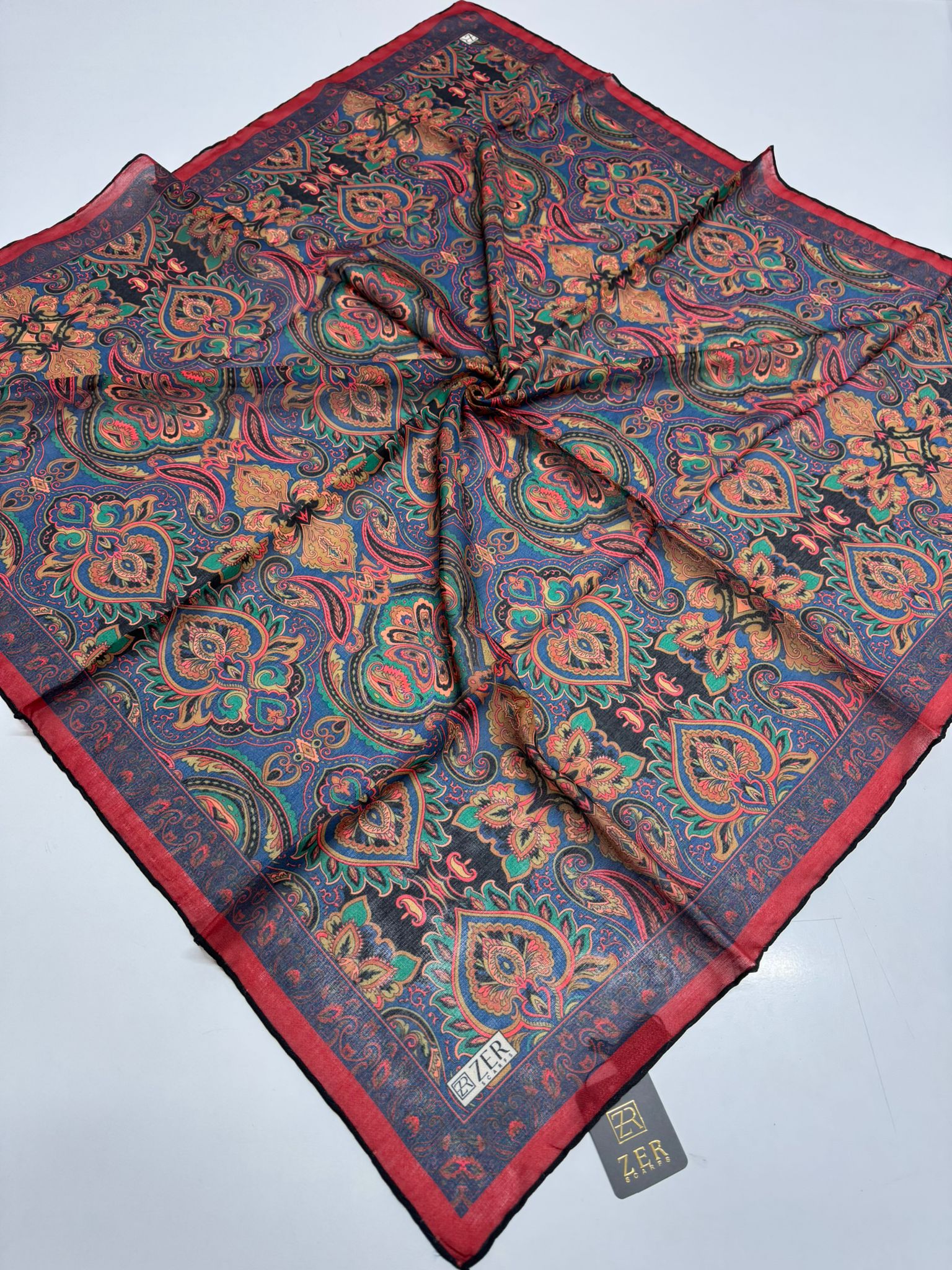 Zer Ethnic Motif Cotton Blend Scarf