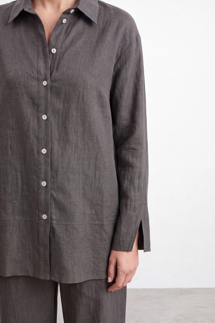 Puane Linen-Blend Pants Set - Gray