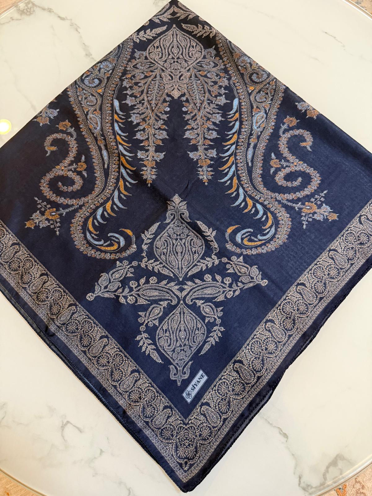 Siyane Regal Paisley Scarf - Navy