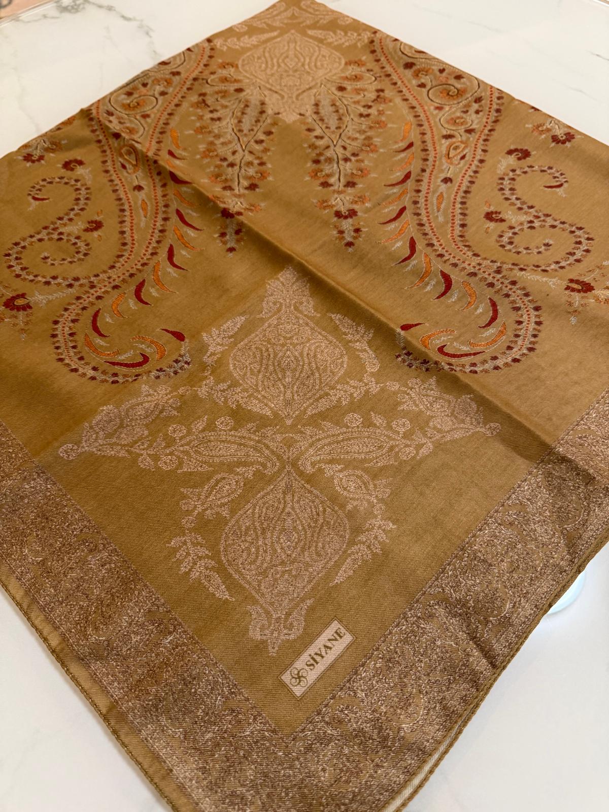 Siyane Regal Paisley Scarf - Olive Gold