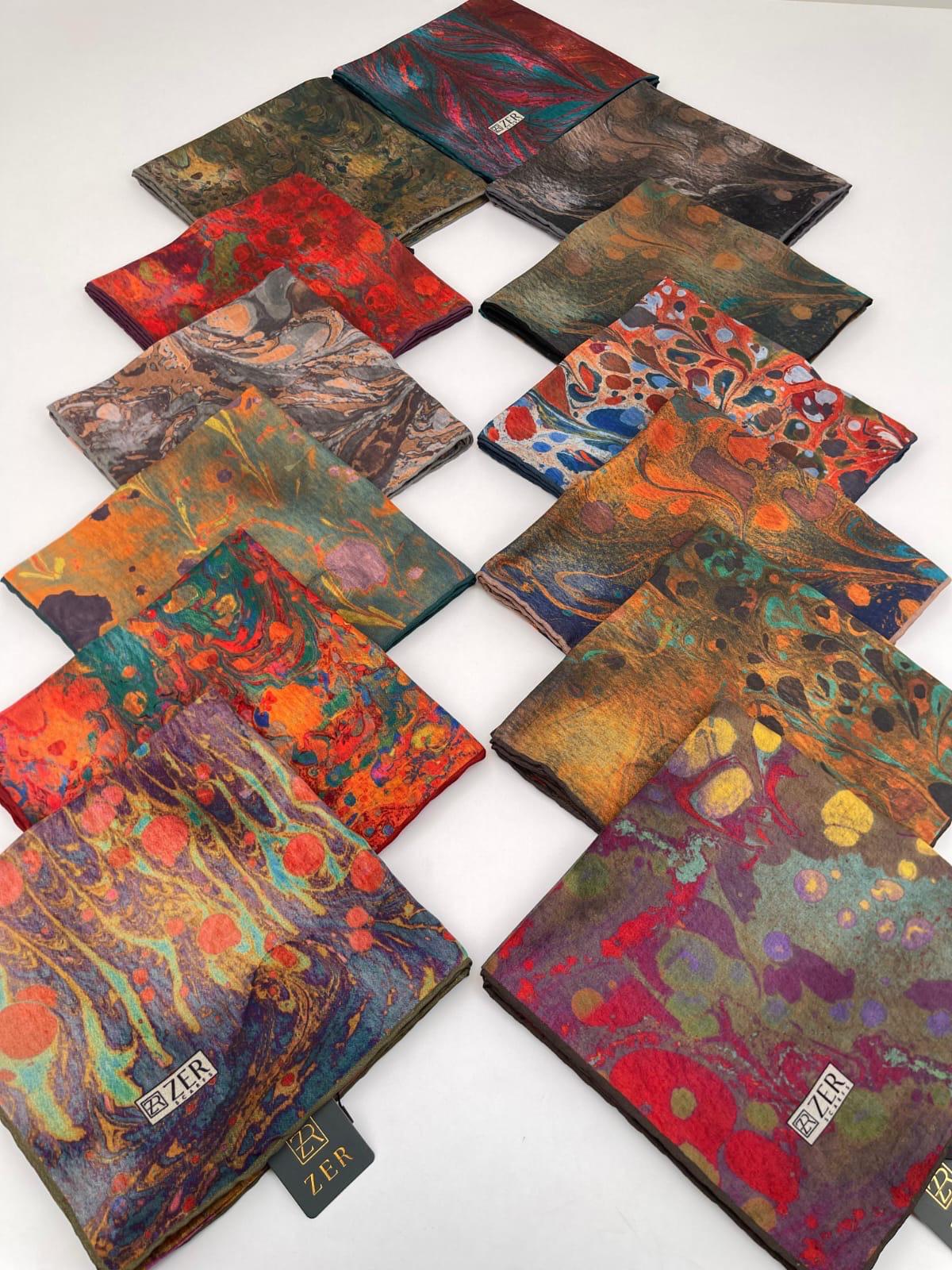 Zer Ebru Marbling Scarf