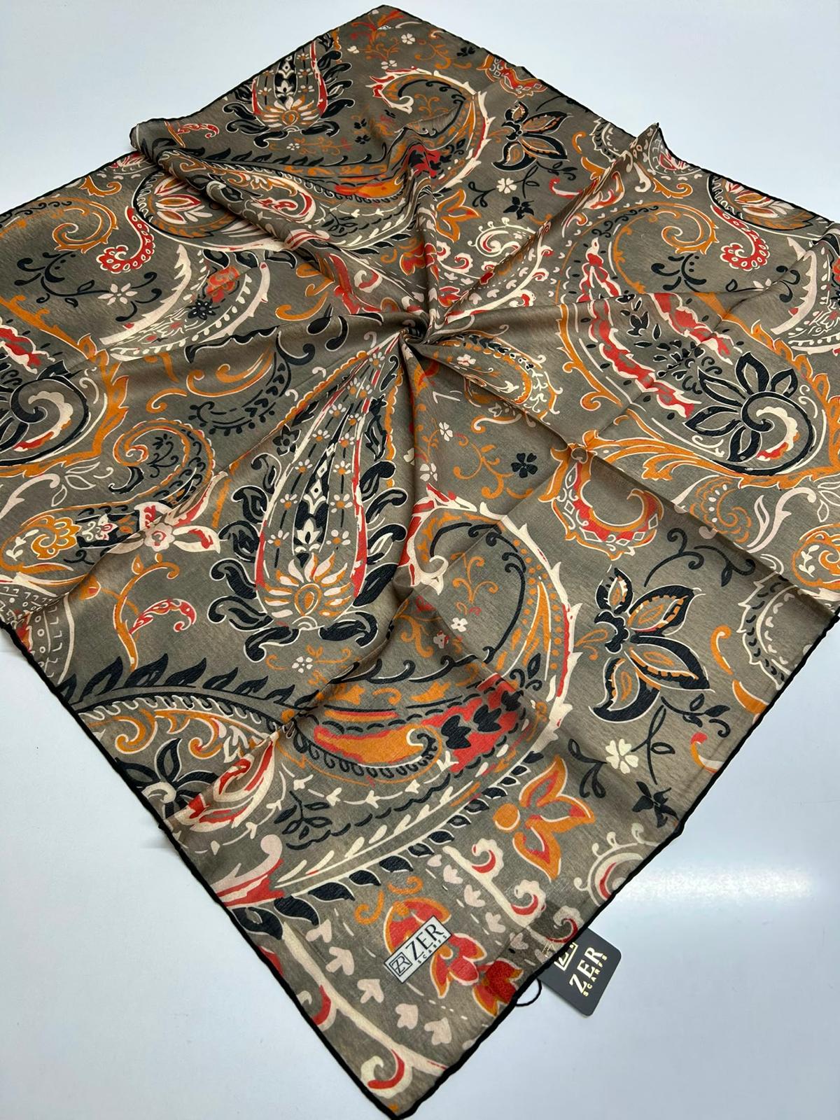 Zer Floral Paisley Scarf - Camel