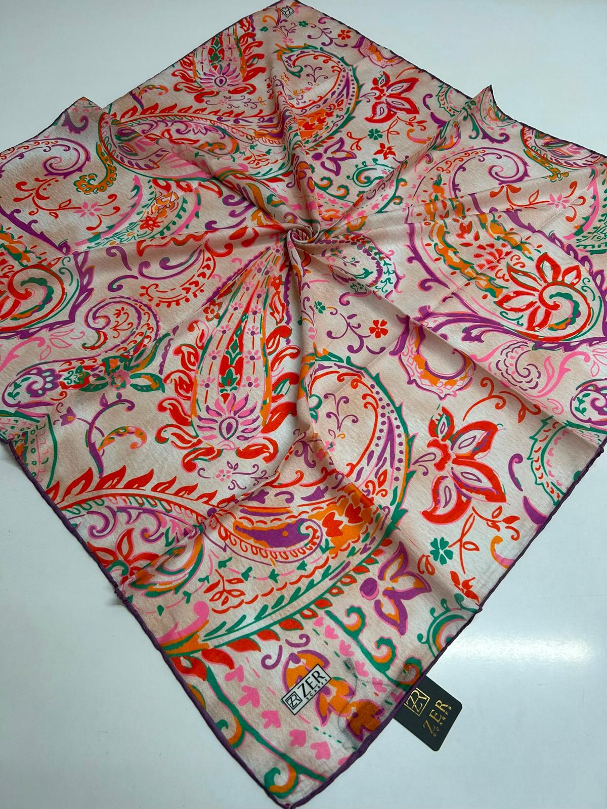 Zer Floral Paisley Scarf - Peach
