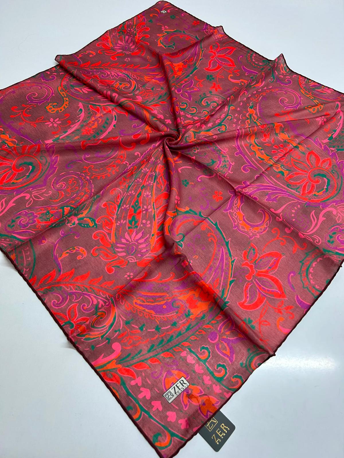 Zer Floral Paisley Scarf - Red