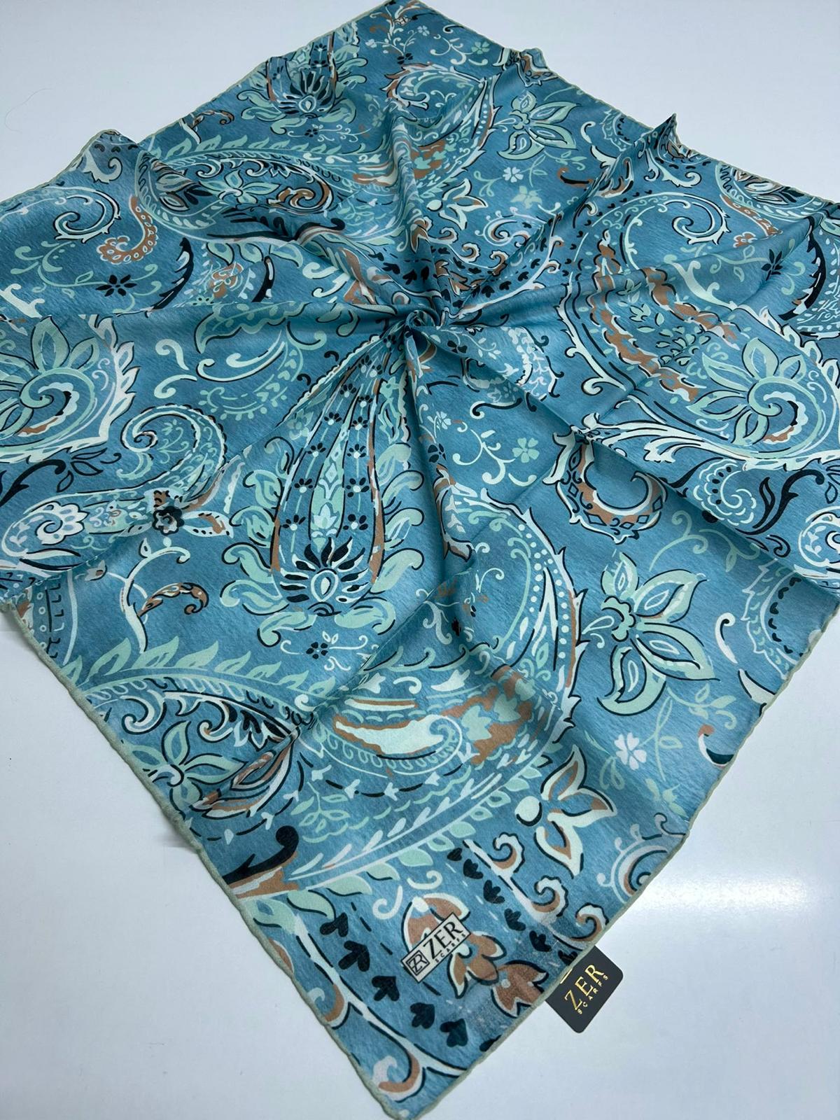 Zer Floral Paisley Scarf - Turquoise