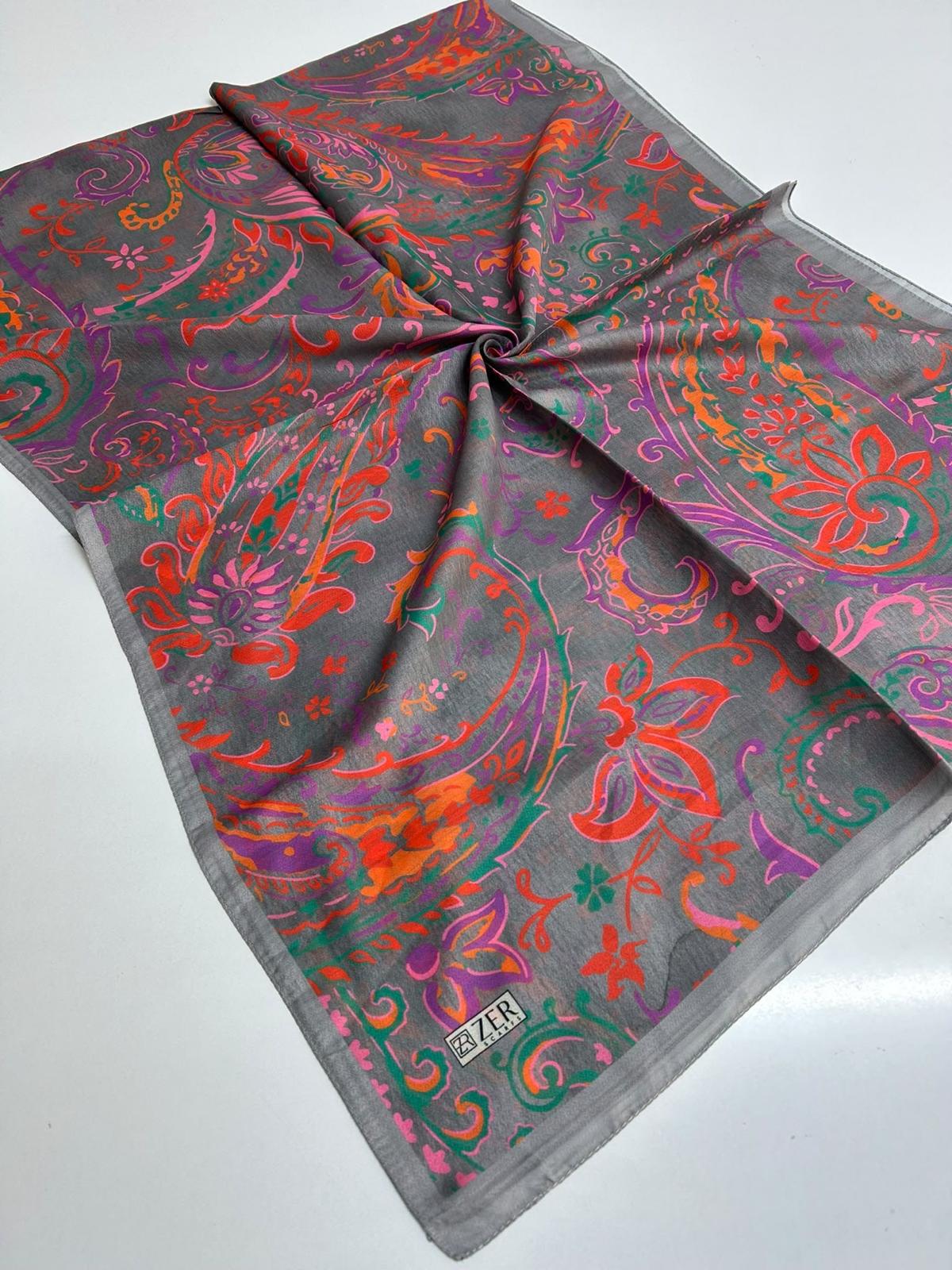 Zer Floral Paisley Shawl - Gray