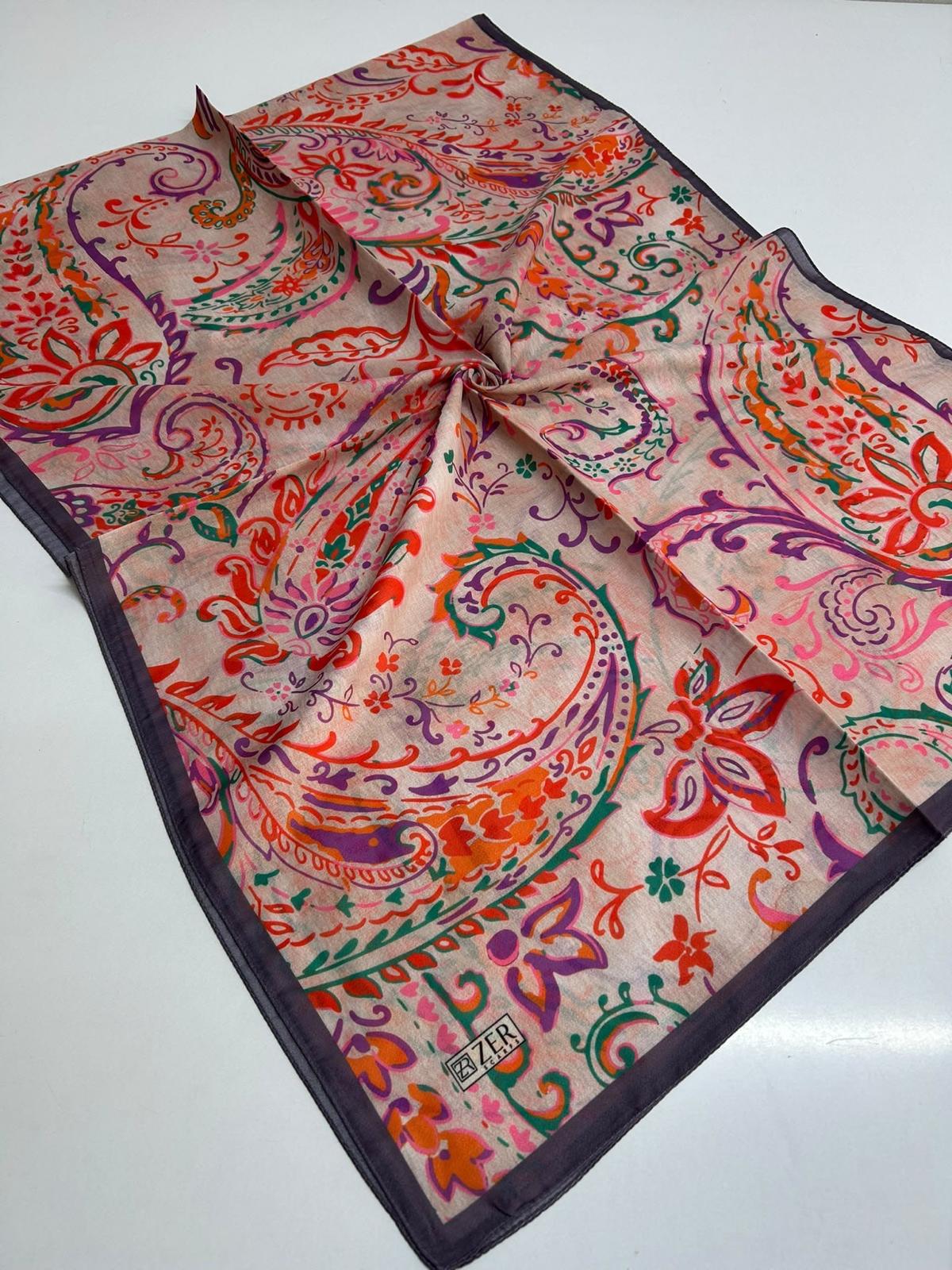 Zer Floral Paisley Shawl - Peach