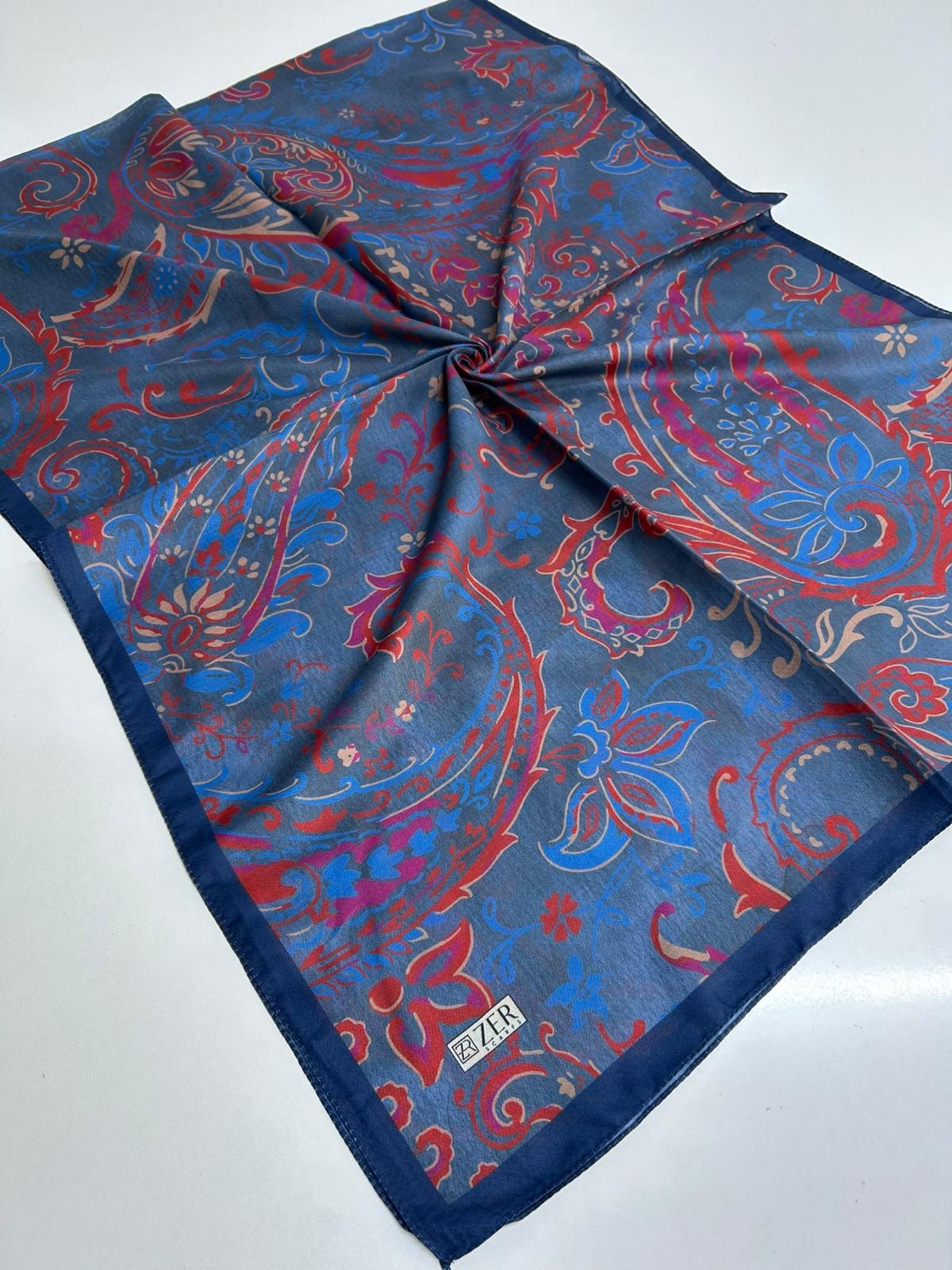 Zer Floral Paisley Shawl - Royal Blue