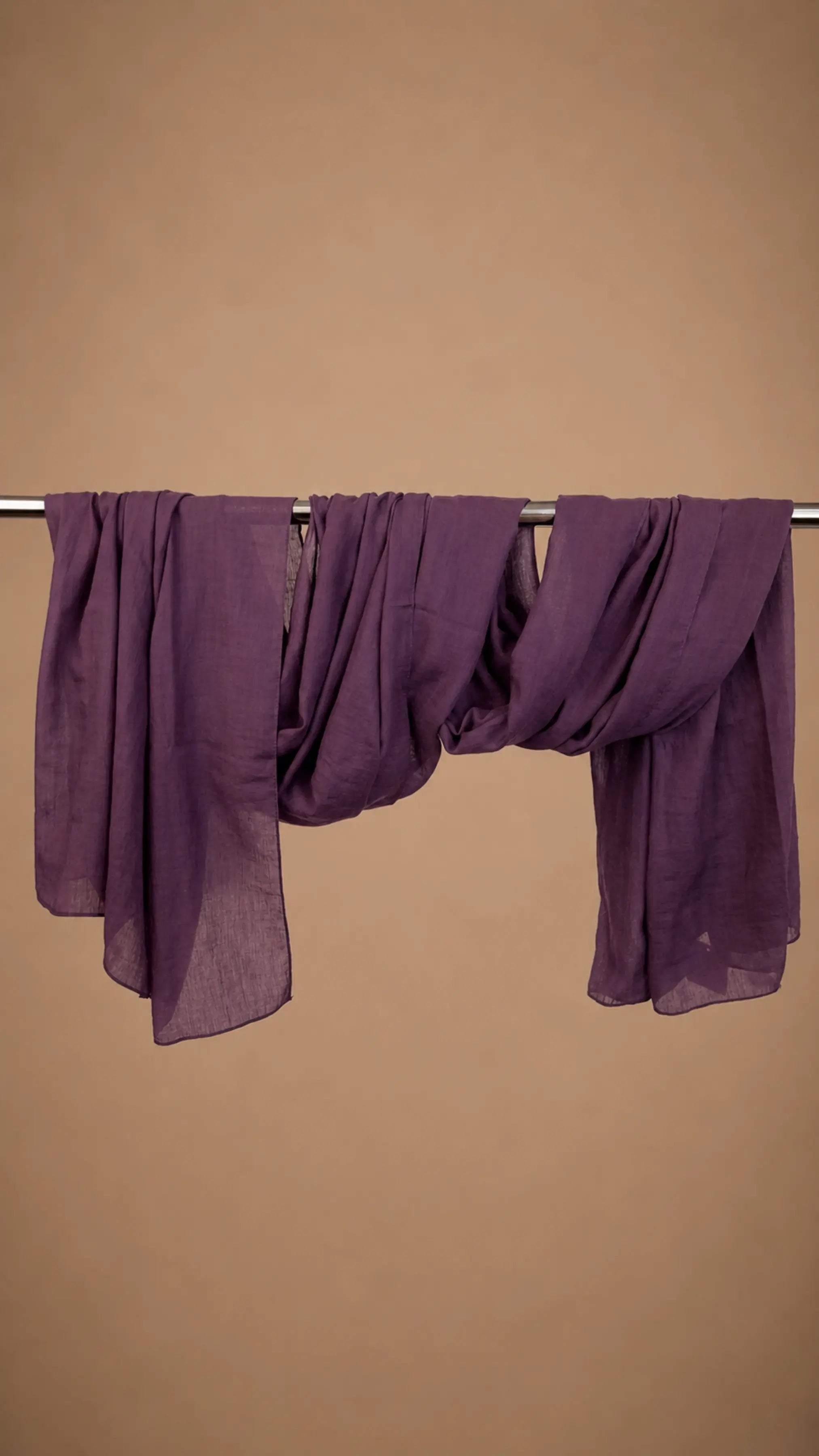 Zer Mocha Cotton Shawl - Dark Eggplant
