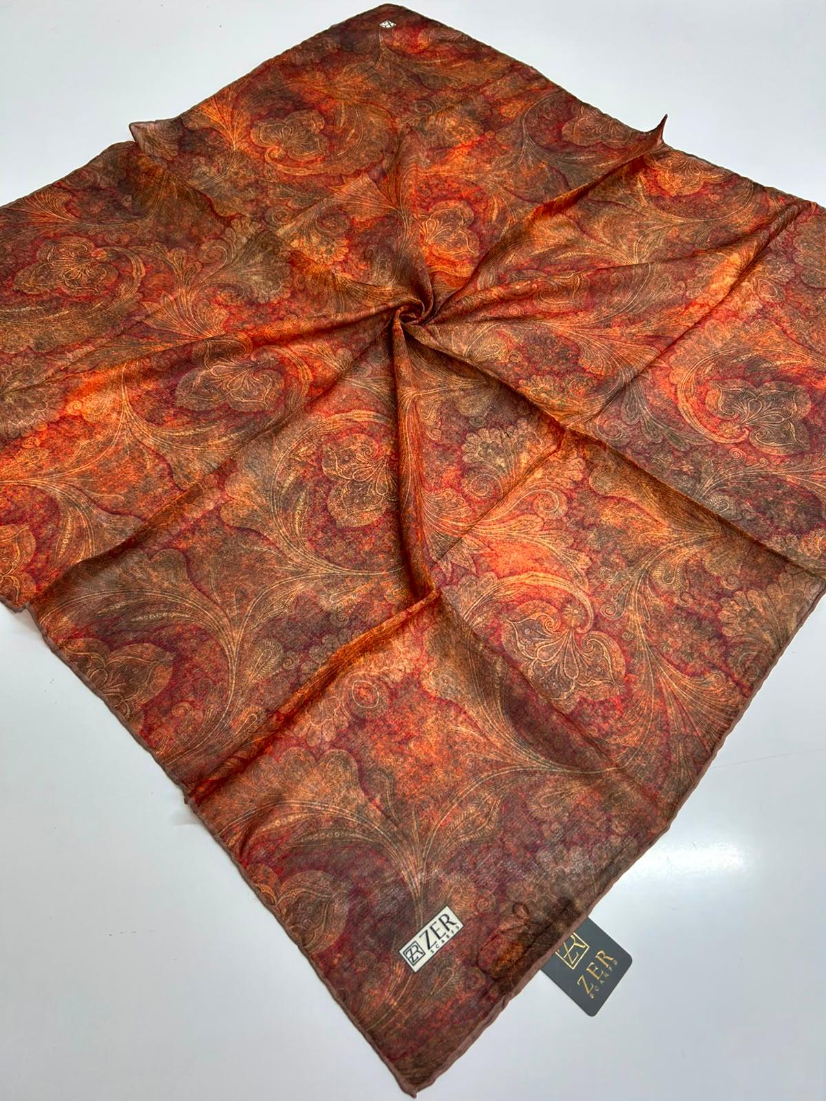 Zer Ornamental Paisley Scarf - Burnt Orange
