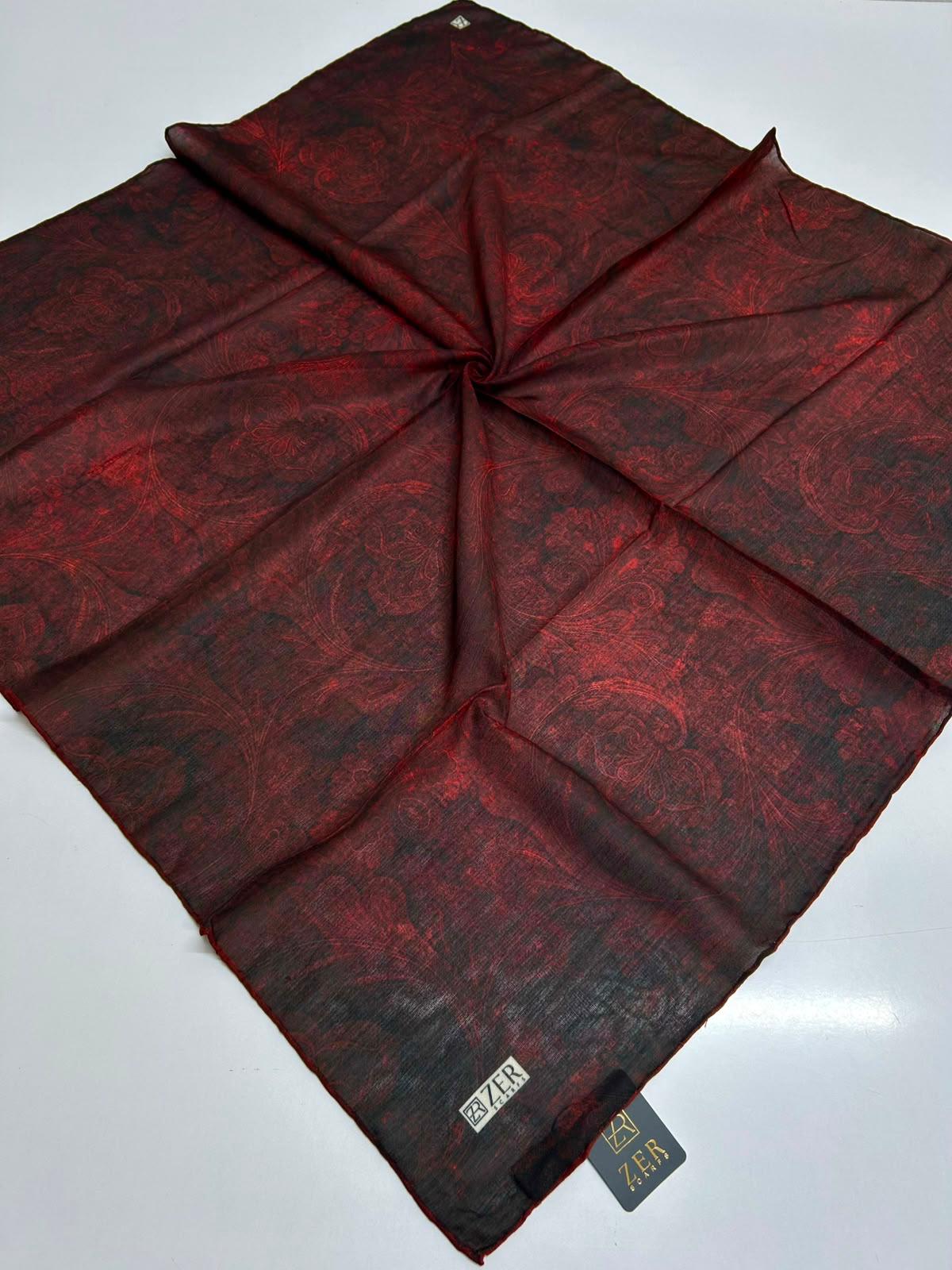 Zer Ornamental Paisley Scarf - Dark Red
