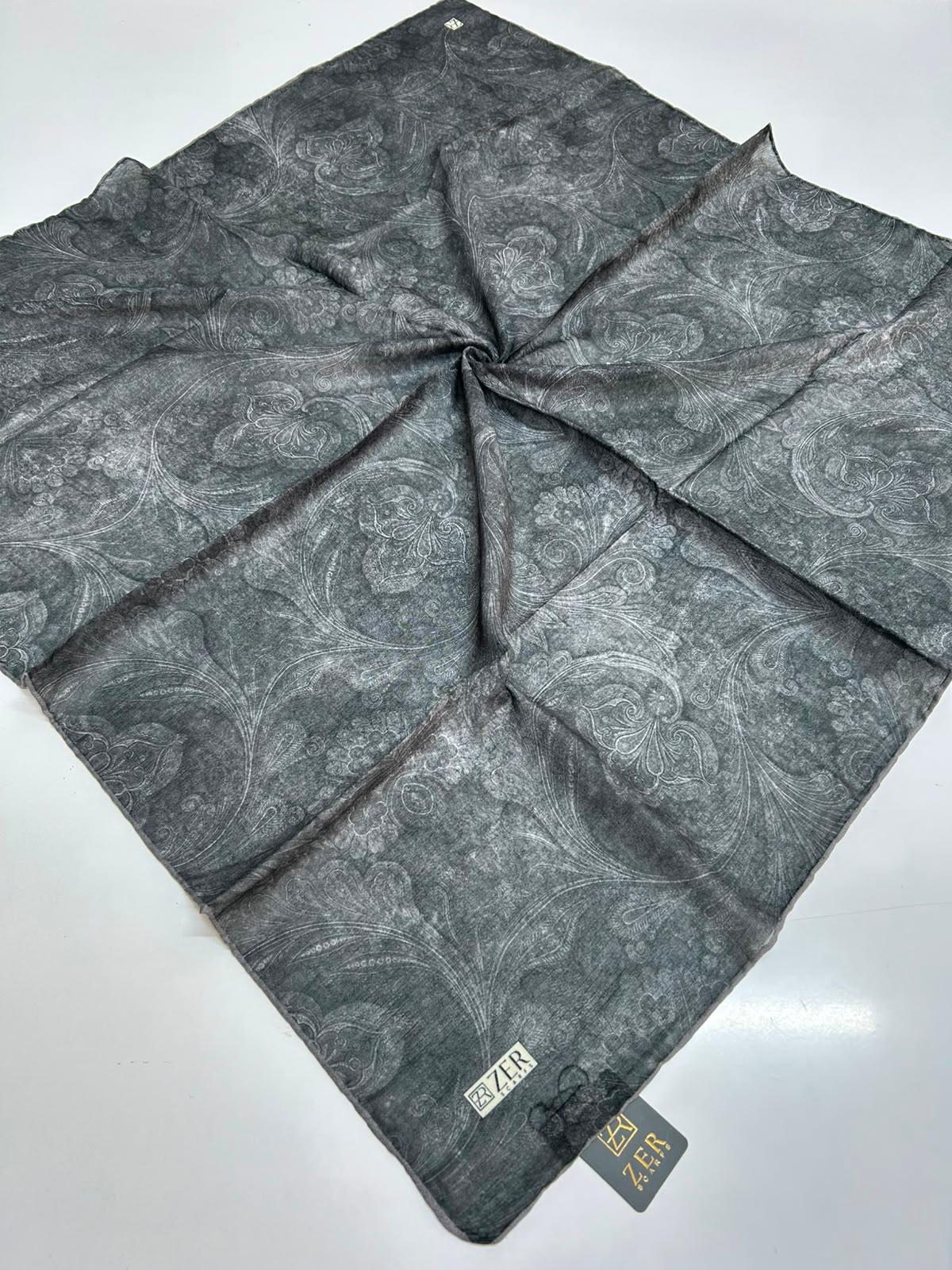 Zer Ornamental Paisley Scarf - Slate Green