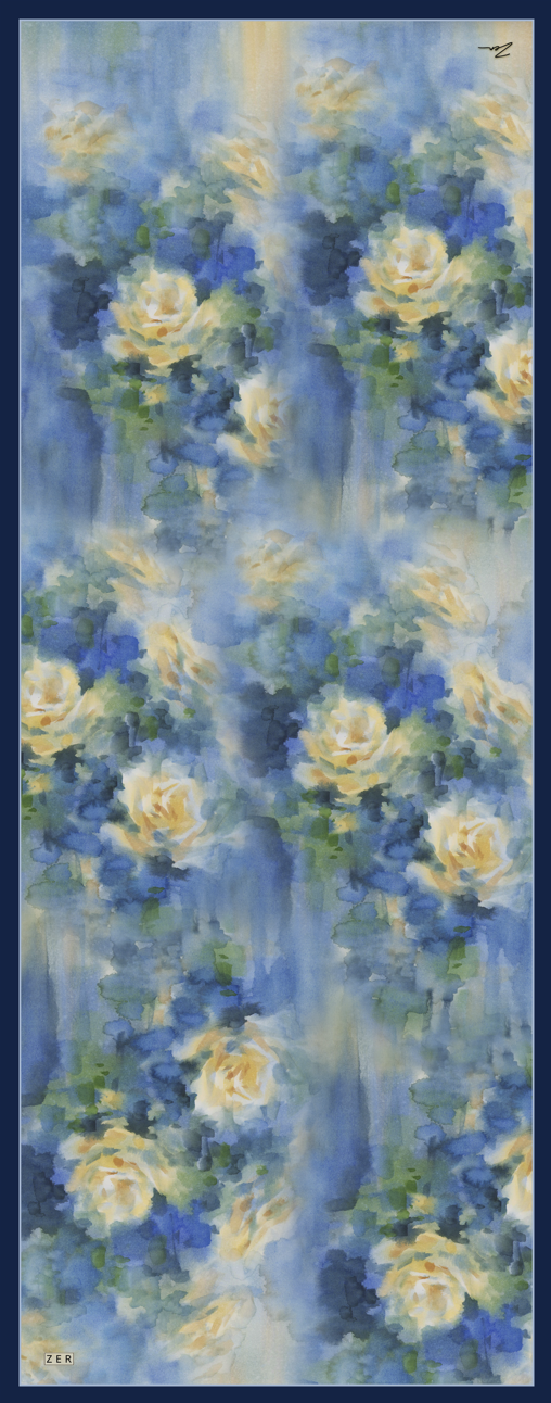Zer Rami Rosarium Cotton Shawl - Blue
