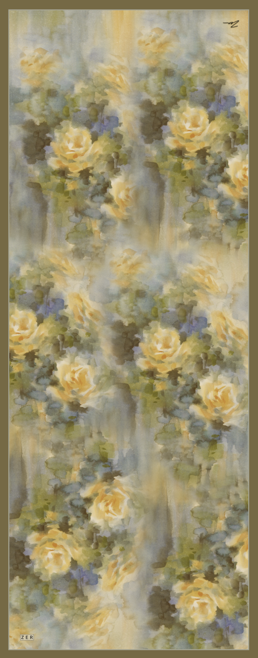Zer Rami Rosarium Cotton Shawl - Golden Olive