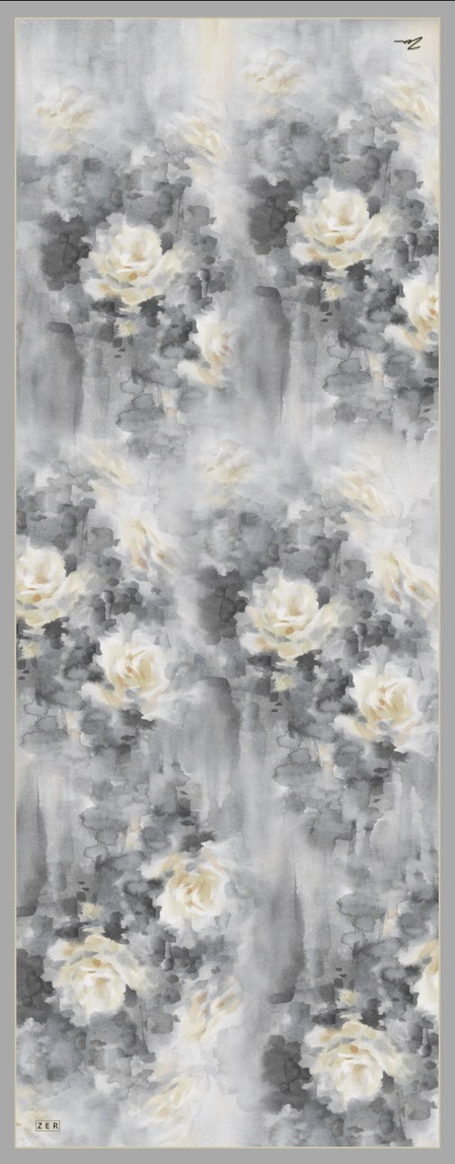 Zer Rami Rosarium Cotton Shawl - Light Gray