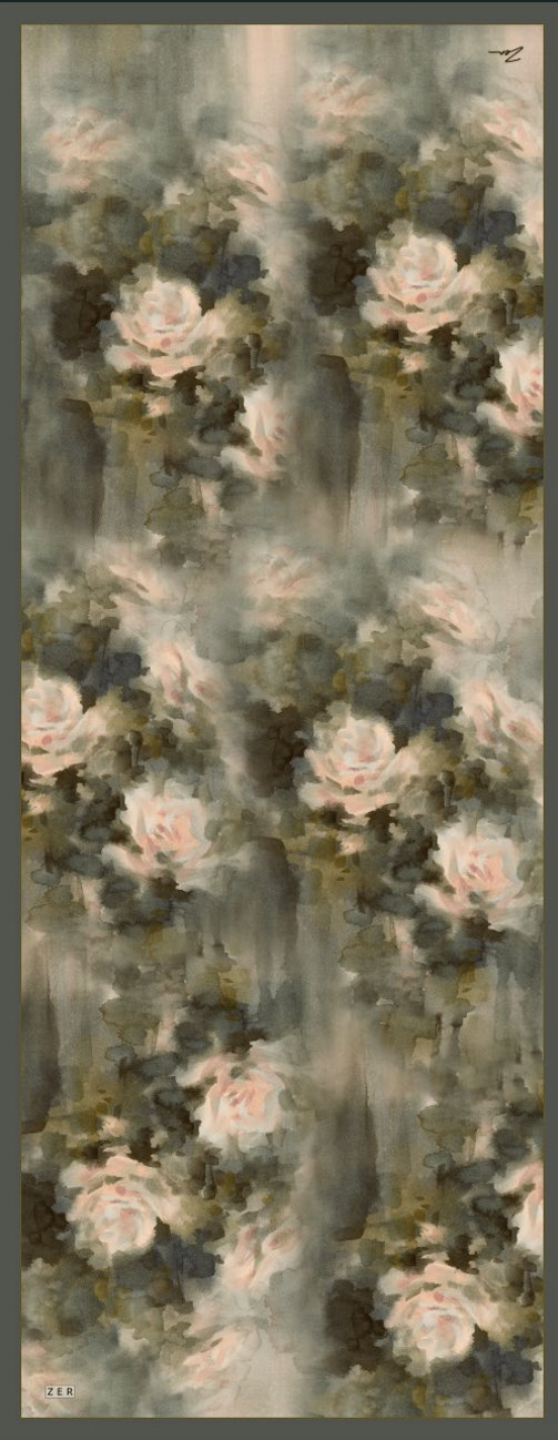 Zer Rami Rosarium Cotton Shawl - Sage Gray