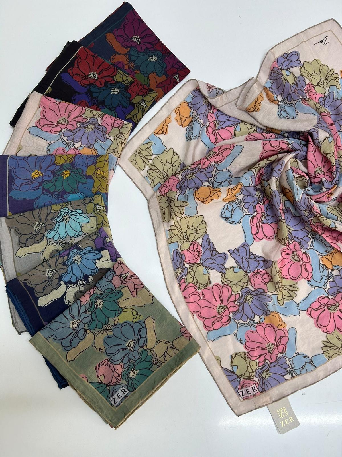 Zer Silky-Look Modal Floral Scarf