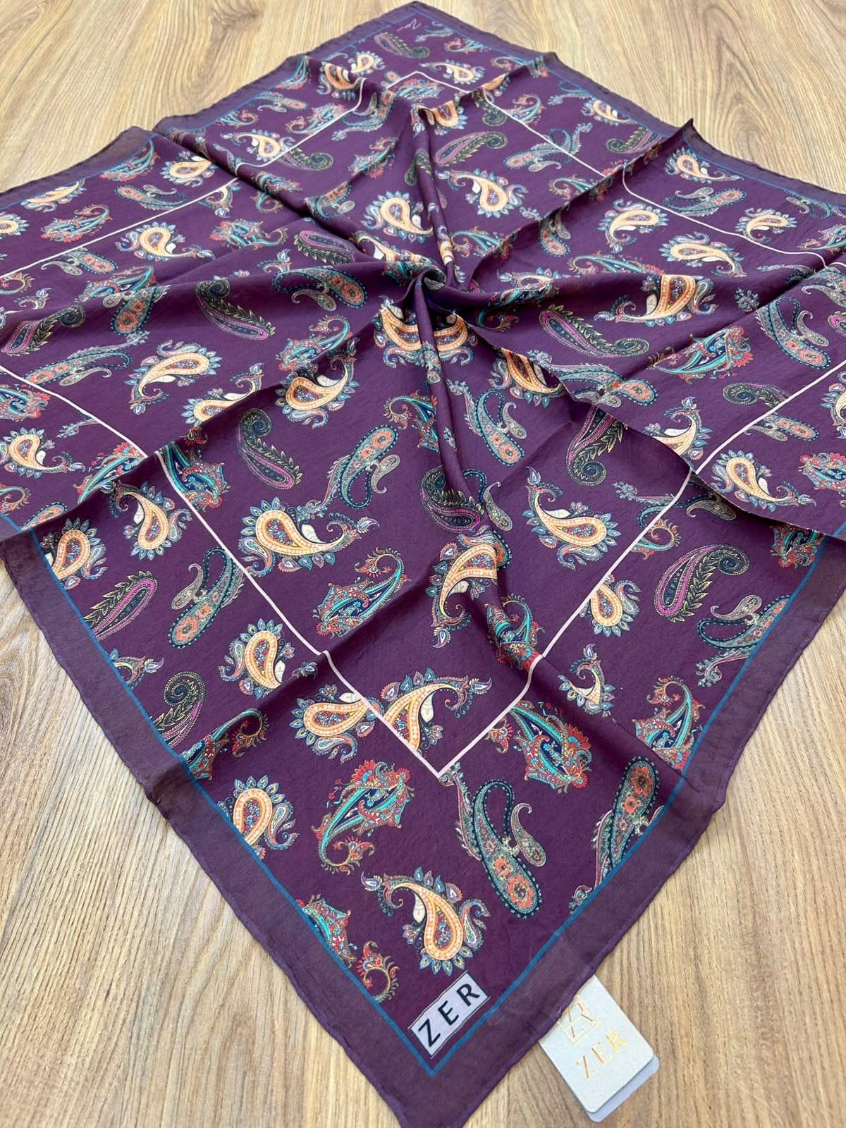 Zer Silky-Look Modal Paisley Scarf - Plum