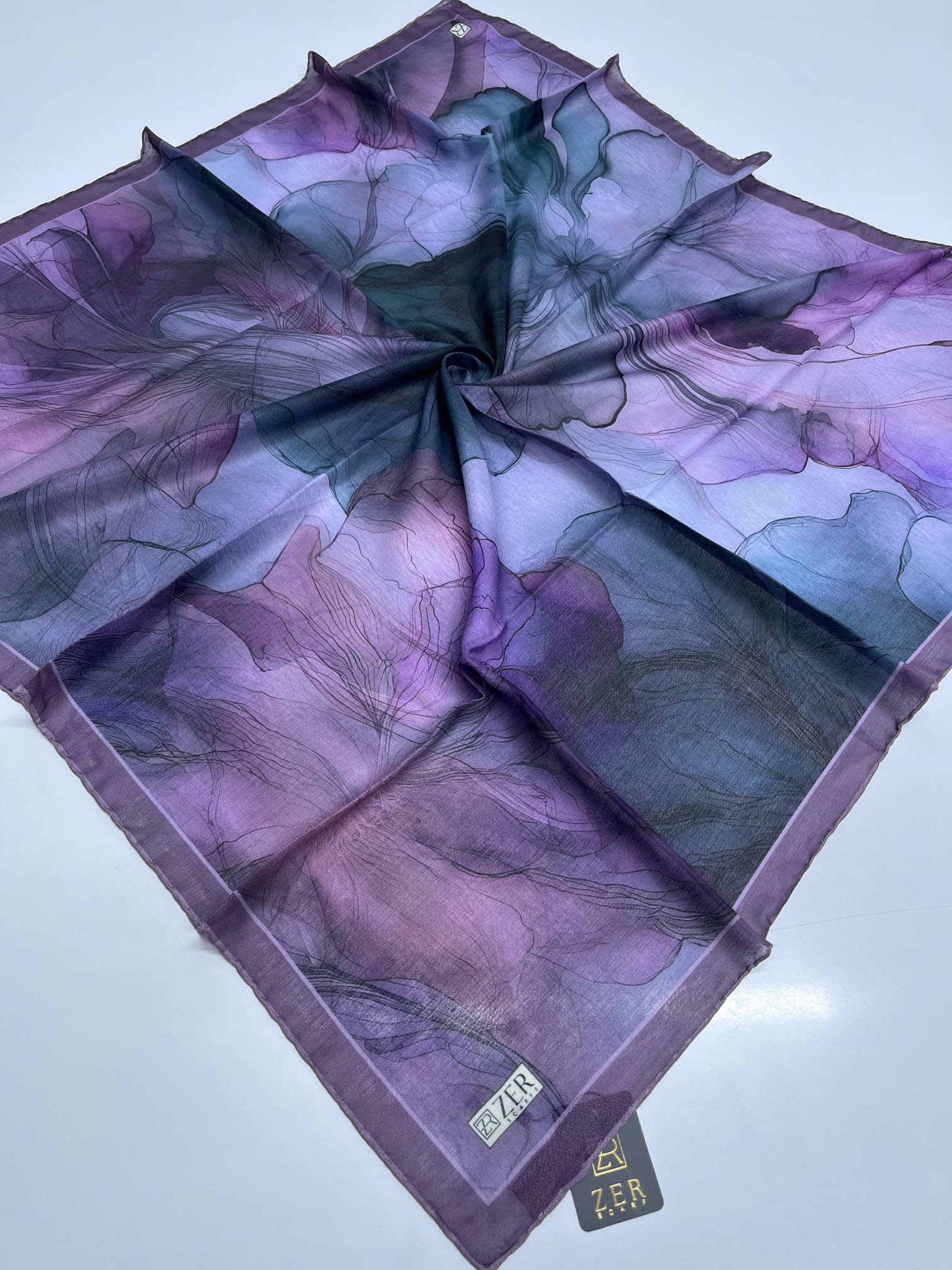 Zer Watercolor Floral Scarf - Lilac